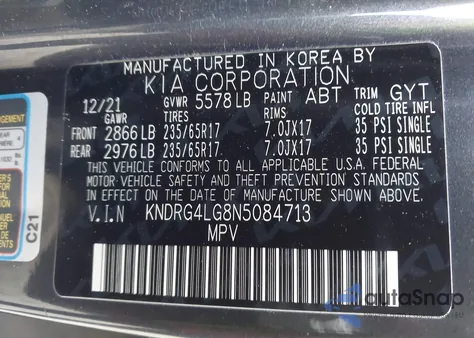 2022 Kia Sorento Hybrid S z USA, uszkodzony, nr VIN KNDRG4LG8N5084713